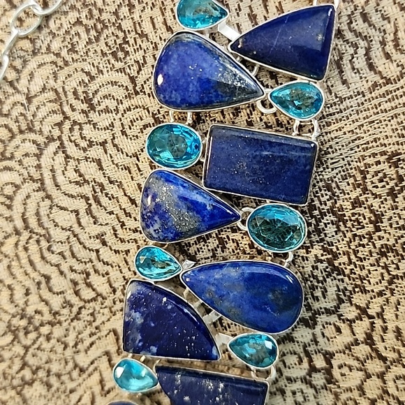 Lapis and moonstone set, sterling silver - Picture 3 of 4